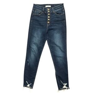 Flying Monkey W29 med blue stretch high rise button fly skinny distressed jeans